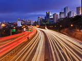 Long Exposure Of Cars On Freeway In Evening
